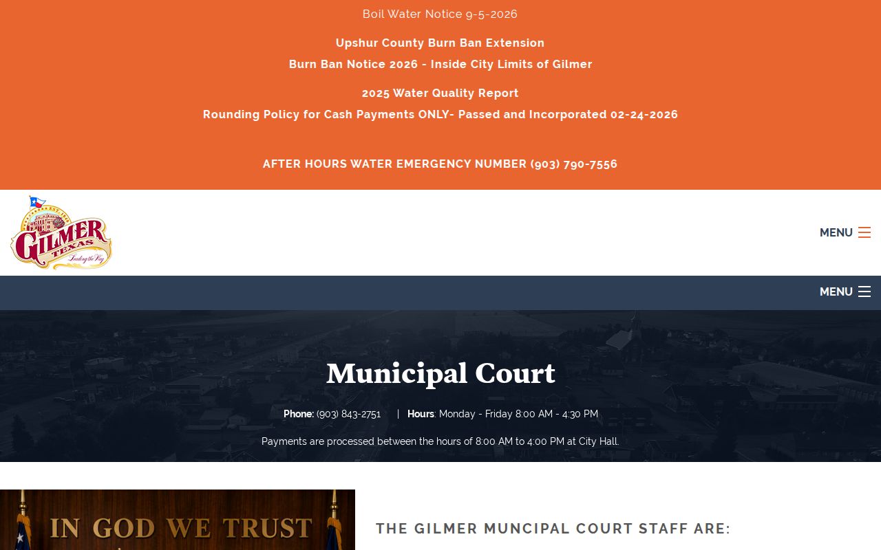 Gilmer court docket municipal forms and contact page