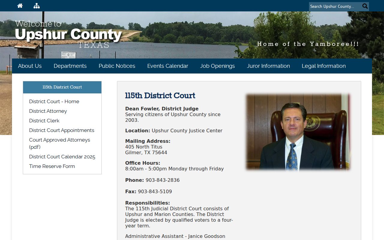 Upshur County court docket 115th District Court page