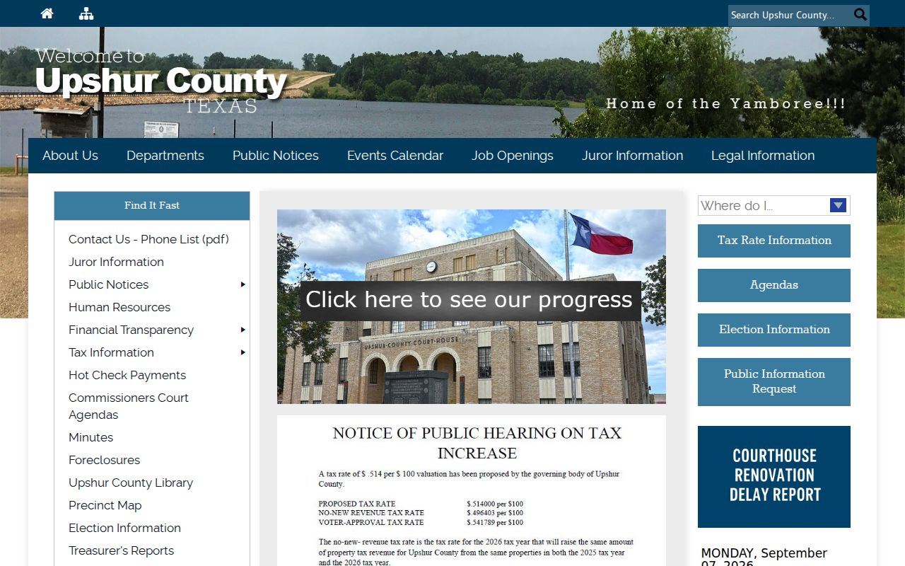 Upshur County court docket county government home