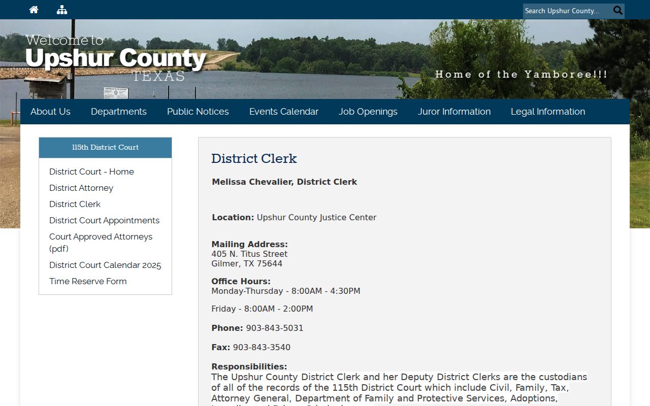 Upshur County court docket District Clerk office